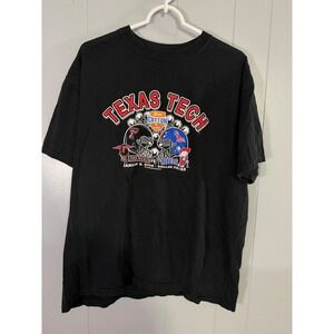 Anvil T-Shirt Mens XL Black Texas Tech vs Ole Miss 2009 Cotton Bowl Graphic Tee